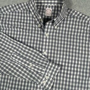 Brooks Brothers Mens L Traditional Non-Iron Button‎ Shirt Long Sleeve Blue/White